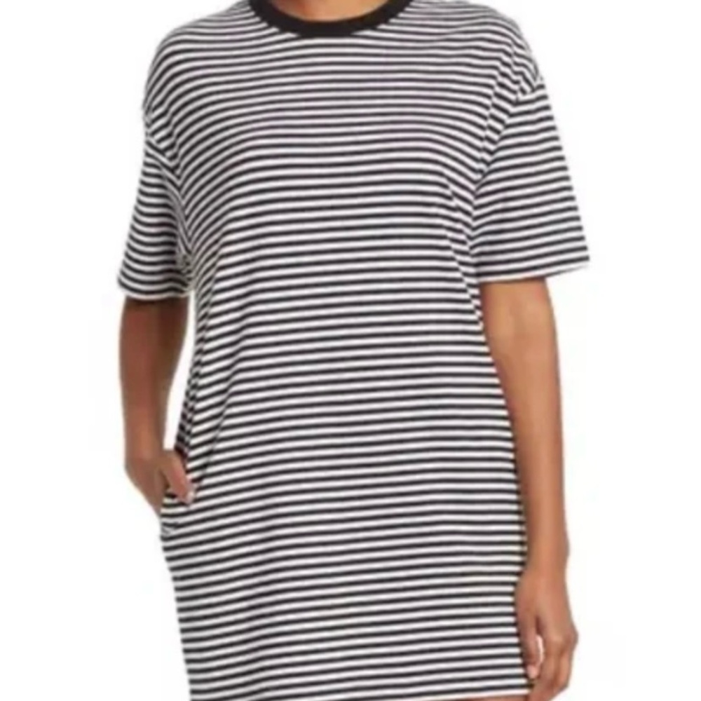 Black and White Striped T-Shirt Dress